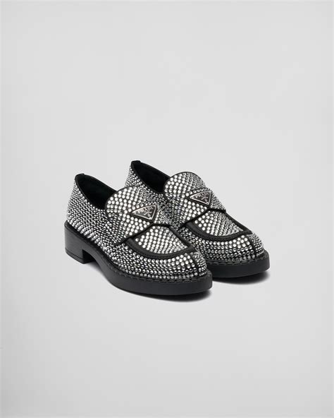 Crystal Satin loafers with crystals 